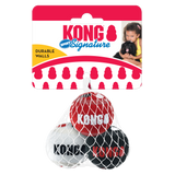 KONG Signature Sport Balls 3 Pack – durable, high-bounce, non-abrasive dog fetch balls, ideal for playtime.