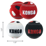 KONG Signature Sport Balls 3 Pack – durable, high-bounce, non-abrasive dog fetch balls, ideal for playtime.