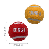 KONG Sport Softies Balls 2 Pack – soft plush, bouncy dog fetch ball with sherpa fleece, gentle on teeth and gums, no squeaker.