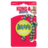 KONG SqueakAir Ball With Rope - Durable, Squeaky Tennis Ball for Dogs