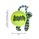KONG SqueakAir Ball With Rope - Durable, Squeaky Tennis Ball for Dogs