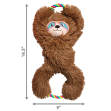 KONG Tuggz Sloth – Large Plush Dog Toy with Rope Ends, Squeakers & Crinkle Arms