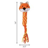 KONG Winder Fox – Durable Dog Toy with Rope Body, Squeaker & Floppy Tails for Tug & Fetch