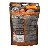 Pawtato Knots – Vegan, hypoallergenic, low-fat, and rawhide-free dog chews made with sweet potato and rice.