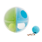 Nina Ottosson A-Maze Ball Green, a 3-in-1 interactive dog puzzle toy with treat ball, maze ball, and tennis ball.