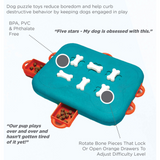 Nina Ottosson Dog Casino Puzzle – Advanced Level 3 treat-dispensing dog toy with twist-lock bones and hidden treat drawers.