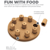 Nina Ottosson Dog Smart Composite Puzzle Toy – Level 1 beginner interactive toy with 9 treat compartments and scent-releasing pegs.