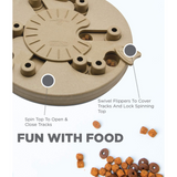 Nina Ottosson Dog Worker Composite Tan puzzle toy with flippers, blocks, and spinning center for advanced dog enrichment.