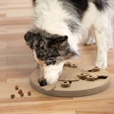 Nina Ottosson Dog Worker Composite Tan puzzle toy with flippers, blocks, and spinning center for advanced dog enrichment.