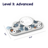 Grey Nina Ottosson Rainy Day cat puzzle with pegs and raindrop-shaped treat compartments for interactive fun.