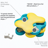 Nina Ottosson Dog Tornado Puzzle Toy – Level 2 interactive spinning puzzle with 12 treat compartments and bone-shaped covers for dogs