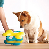 Nina Ottosson Dog Tornado Puzzle Toy – Level 2 interactive spinning puzzle with 12 treat compartments and bone-shaped covers for dogs