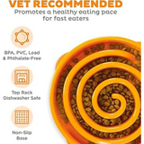 Outward Hound Fun Feeder Swirl Orange with ridges and a maze design to slow eating and improve digestion for dogs.