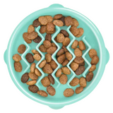 Outward Hound Fun Feeder Wave Mint with wave-like ridges to slow eating and improve digestion for small dogs.