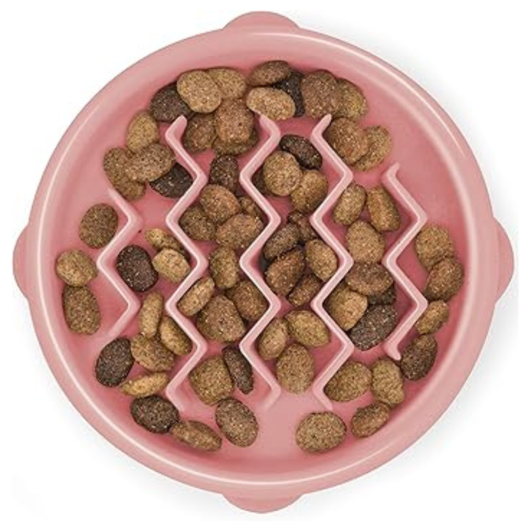 Outward Hound Fun Feeder Wave Pink Slow Feeding Bowl for Dogs