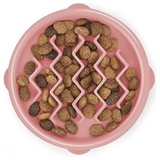 Outward Hound Fun Feeder Wave Pink slows eating by up to 10x, helping prevent bloating and overeating. Ideal for small dogs, BPA-free, and dishwasher safe.