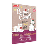 Packaging for Rosewood Luxury Deli Advent Calendar for Cats featuring an illustration of two cats and a countdown timer design with Christmas-themed decorations.