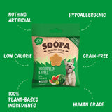 Soopa Healthy Bites Watermelon & Apple dog treats with eco-friendly packaging, featuring fresh watermelon and apple slices.