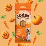 Soopa Superfood Dental Sticks Carrot & Pumpkin in eco-friendly packaging – a natural, grain-free dental treat for dogs.