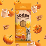 Soopa Superfood Dental Sticks Pumpkin Spiced Latte – hypoallergenic grain-free dog dental chews with pumpkin and cinnamon for digestion and coat health.