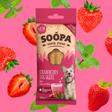Soopa Superfood Dental Sticks Strawberry Dog-Quiri – limited-edition hypoallergenic dental chews with strawberries, coconut, and mint for dogs.