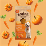 Soopa Superfood Jumbo Sticks Carrot & Pumpkin – hypoallergenic grain-free jumbo dog chews for large breeds, made with natural superfoods.