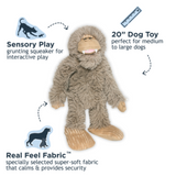 Tall Tails Plush Bigfoot with Inner Rope Body - Durable, Stuffless, Squeaky Toy for Dogs
