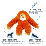 Tall Tails Plush Orangutan with Inner Rope Body - Durable, Squeaky Tug Toy for Dogs