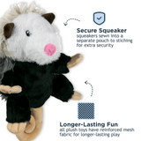 Tall Tails Plush Possum with Inner Rope Body - Durable, Squeaky Tug Toy for Dogs