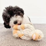 Yeti natural latex squeaky interactive dog toy.
