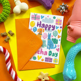 Scoff Paper Edible Card Gotcha Day Balloons - Chicken Flavour Gotcha Day Card
