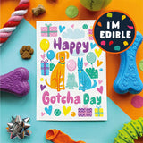 Scoff Paper Edible Card Gotcha Day Balloons - Chicken Flavour Gotcha Day Card