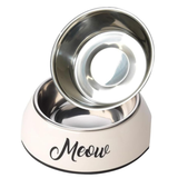House of Paws Cream Meow Cat Bowl