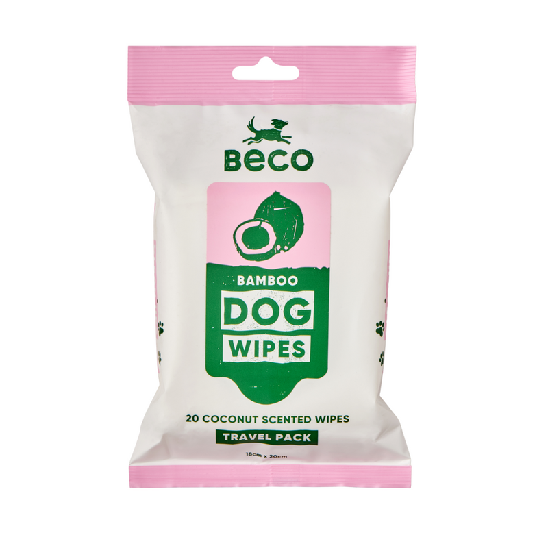 Beco Bamboo Dog Grooming Travel Wipes Coconut Scented
