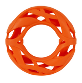 Orange Chuckit Air Fetch Wheel dog toy with a hollow, mesh-like design.
