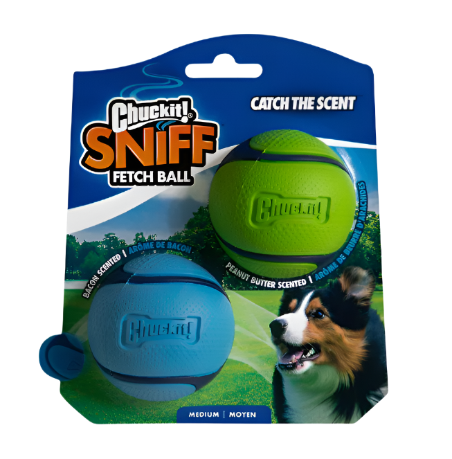 Chuckit Sniff Fetch Balls 2 Pack – Scented, Durable, High-Bounce Balls for Dogs