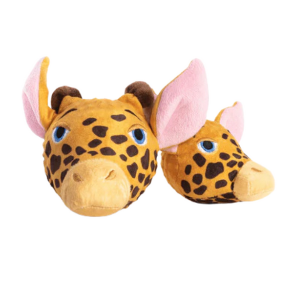 Fabdog Faball Giraffe Dog Toy with a spiky TPR ball core and soft polyester shell, perfect for fetch and chew play.