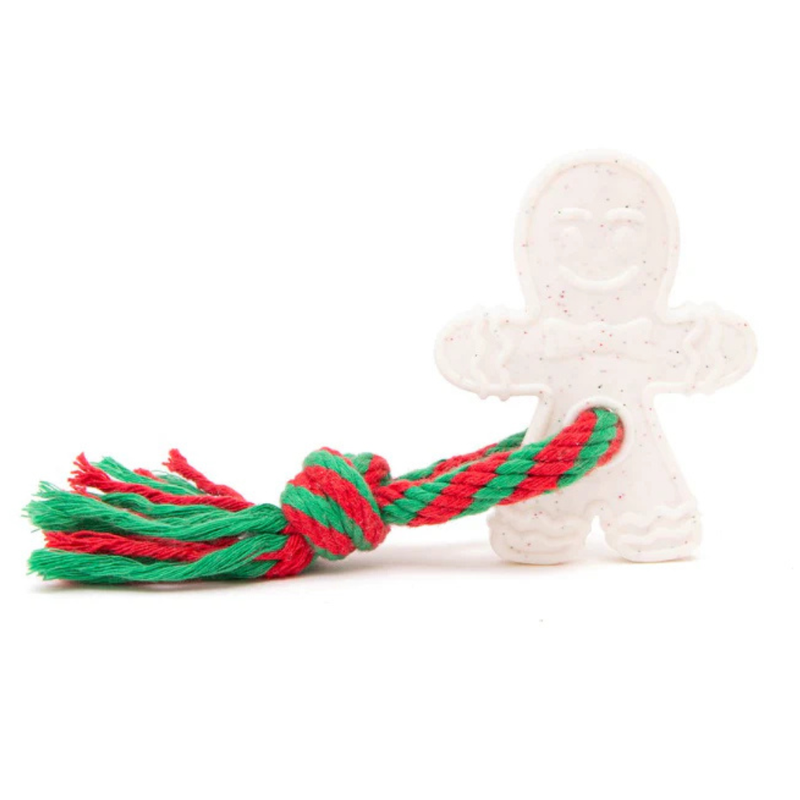 Great&Small Christmas Gingerbread Friend With Rope - Tug Toy for Dogs