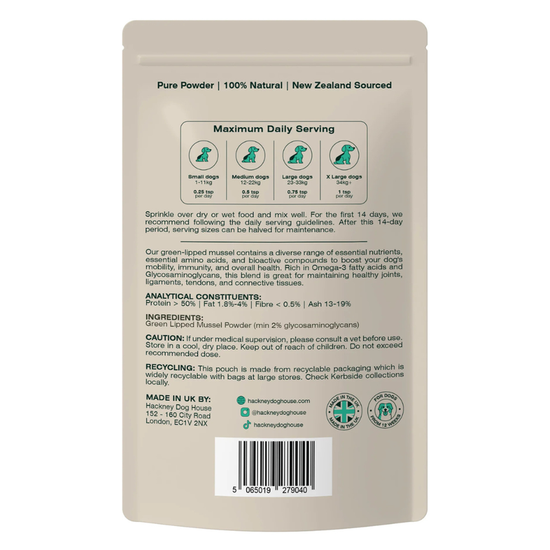 Hackney Dog House Green Lipped Mussel Powder For Dogs