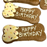 Happy Birthday Biscuit Bone - Handmade Dog Treat with Peanut Butter & Icing