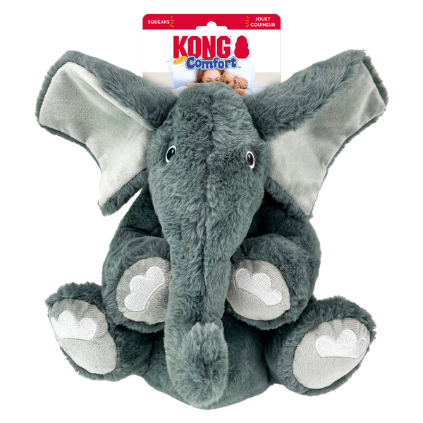KONG Comfort Kiddos Jumbo Elephant - Removable Squeaker XL Plush Toy for Dogs