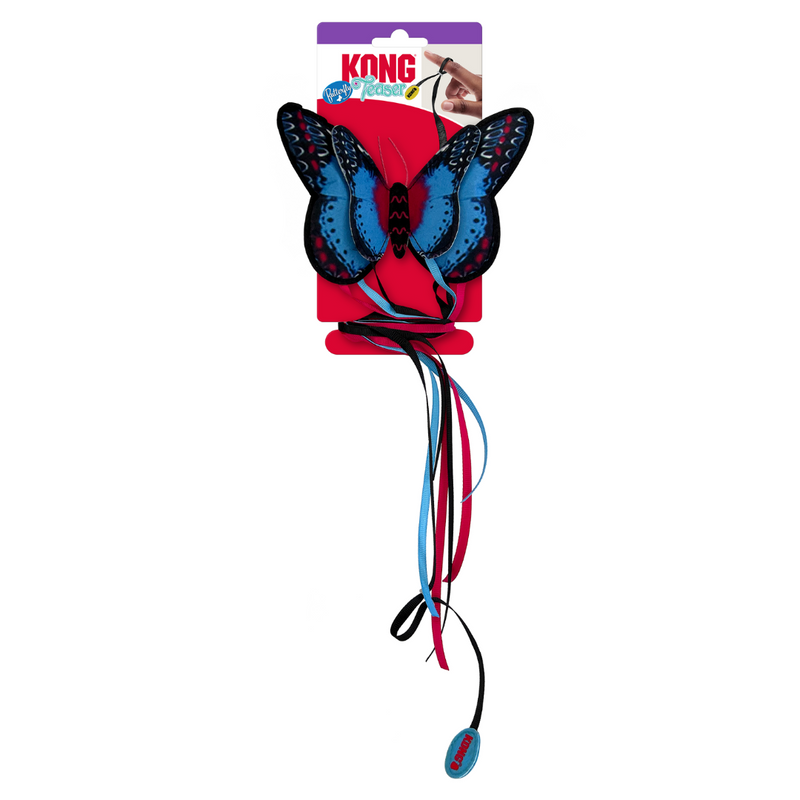 KONG Teaser Butterfly (Assorted Colours) - Interactive & Solo Play Toy for Cats