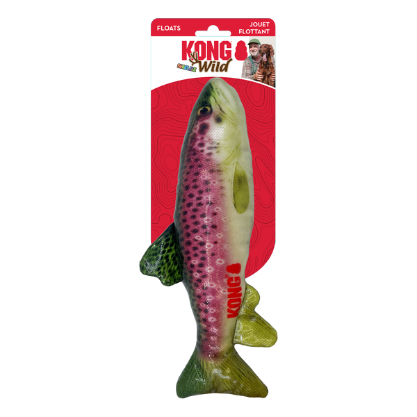 KONG Wild Shieldz Fish – Tough Floating Training Toy for Dogs, Available in Trout or Perch