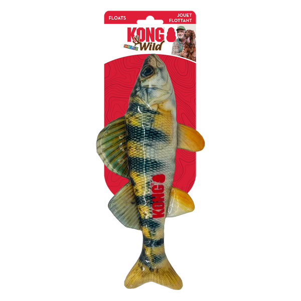 KONG Wild Shieldz Fish – Tough Floating Training Toy for Dogs, Available in Trout or Perch