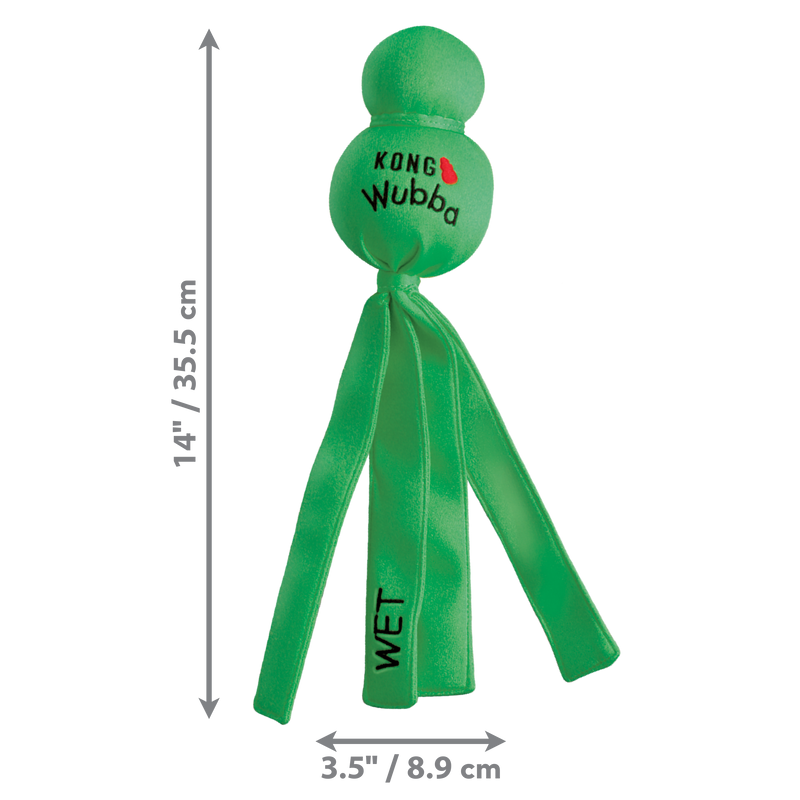 KONG Wubba Wet – High-Visibility Floating Dog Toy with Neoprene Fabric & Tails
