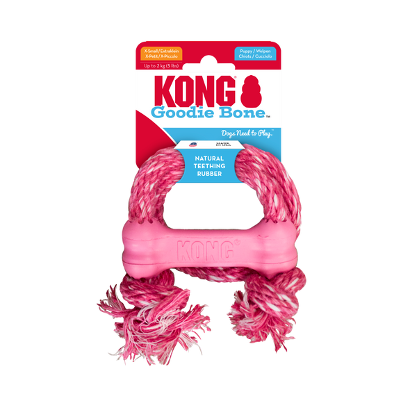 KONG Puppy Goodie Bone With Rope (Assorted Colours)