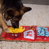 Nina Ottosson Activity Matz Fast Food Fun Mat with interactive treat hiding pockets and adjustable difficulty for dogs of all sizes.