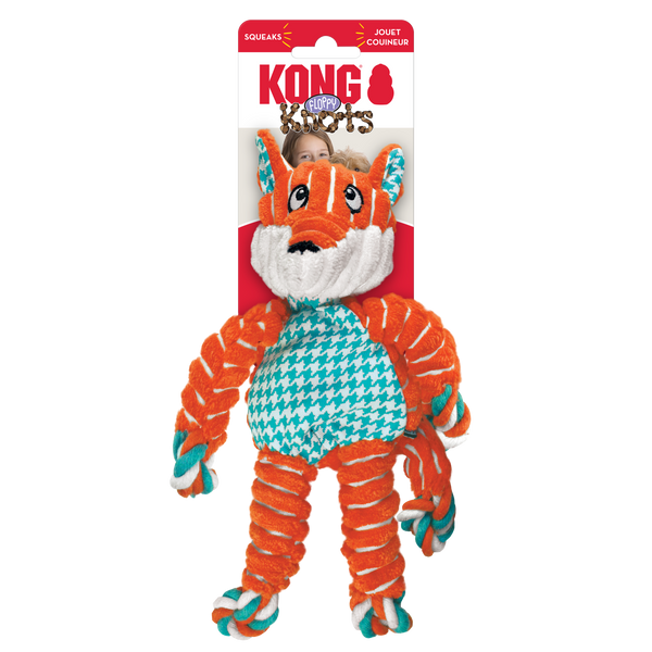 KONG Floppy Knots Fox - Squeaky Plush Toy for Dogs