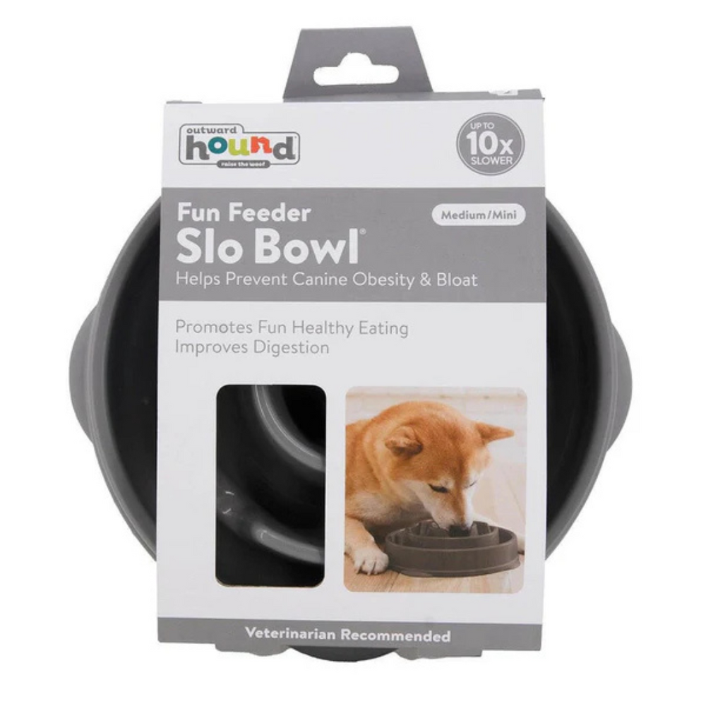 Outward Hound Fun Feeder Drop Grey Slow Feeder Bowl for Dogs
