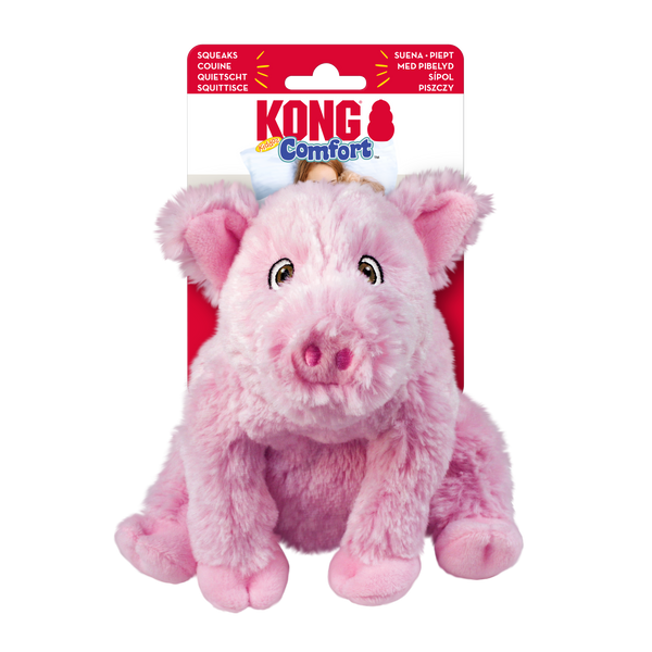 KONG Comfort Kiddos Pig - Soft Plush Toy with Removable Squeaker for Dogs